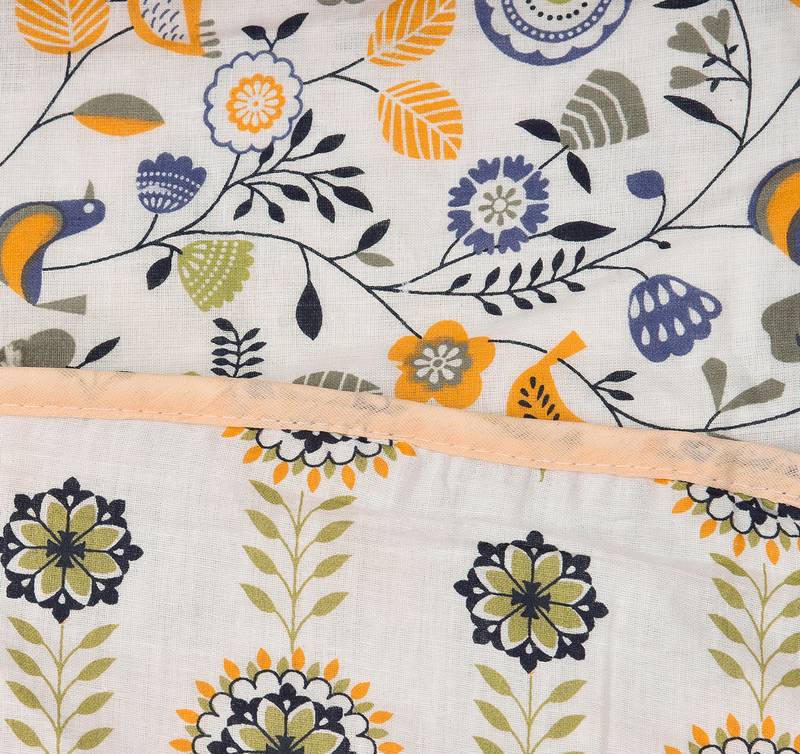 Orange Be Wangle Floral Printed Reversible Single Bed Dohar AC Blanket