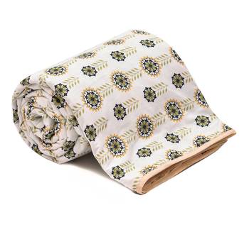 Orange Be Wangle Floral Printed Reversible Single Bed Dohar AC Blanket 6