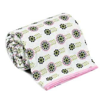 Pink Be Wangle Floral Printed Reversible Single Bed Dohar AC Blanket 3