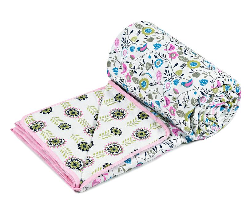 Pink Be Wangle Floral Printed Reversible Single Bed Dohar AC Blanket