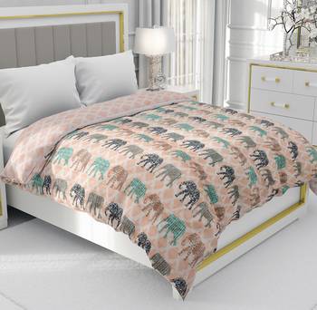 Orange Be Wangle Traditional Printed Reversible Single Bed Dohar AC Blanket 1
