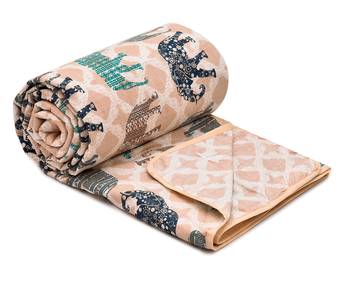 Orange Be Wangle Traditional Printed Reversible Single Bed Dohar AC Blanket 5
