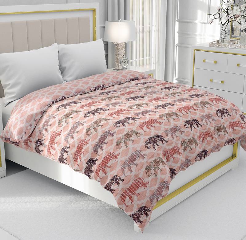 Pink Be Wangle Traditional Printed Reversible Double Bed Dohar AC Blanket