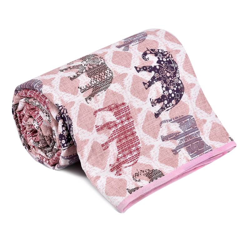 Pink Be Wangle Traditional Printed Reversible Double Bed Dohar AC Blanket