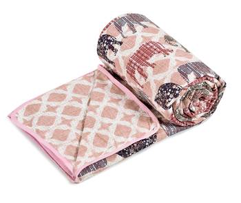 Pink Be Wangle Traditional Printed Reversible Double Bed Dohar AC Blanket 4
