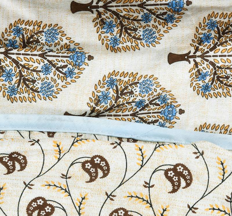 Blue Be Wangle Floral Printed Reversible Double Bed Dohar AC Blanket
