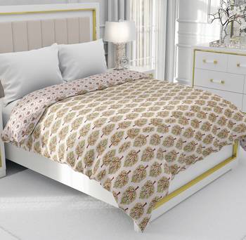 Orange Be Wangle Floral Printed Reversible Double Bed Dohar AC Blanket 1