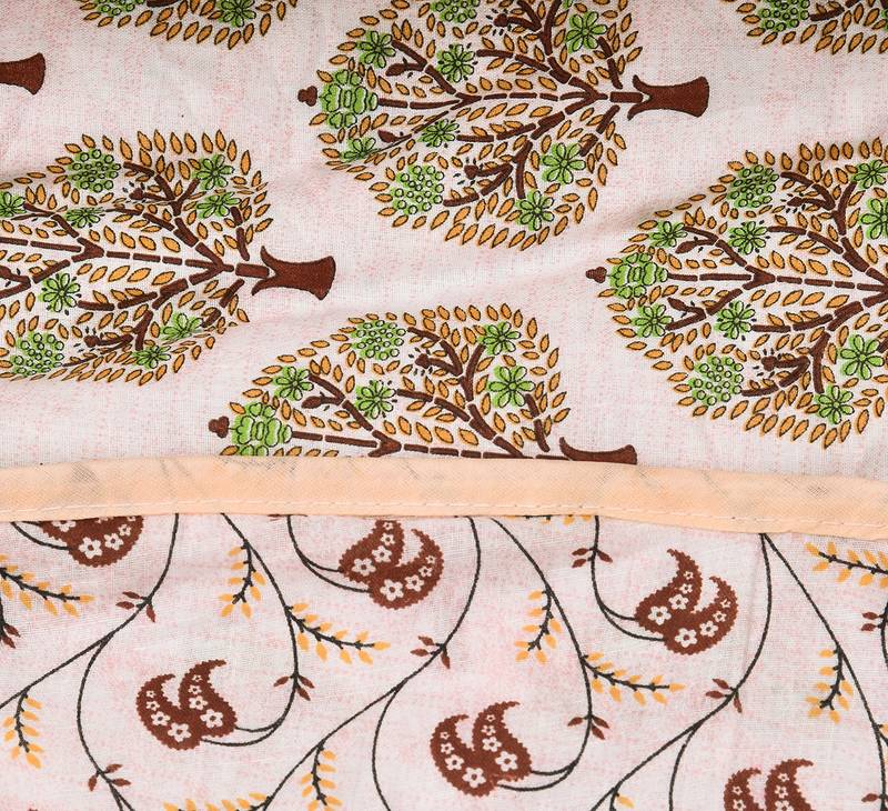 Orange Be Wangle Floral Printed Reversible Double Bed Dohar AC Blanket