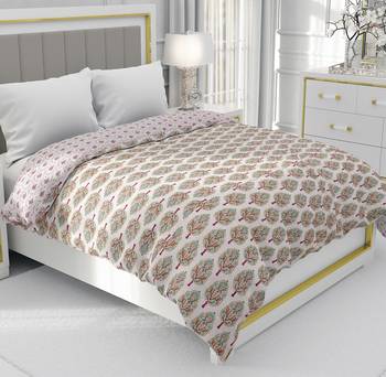 Pink Be Wangle Floral Printed Reversible Double Bed Dohar AC Blanket 1
