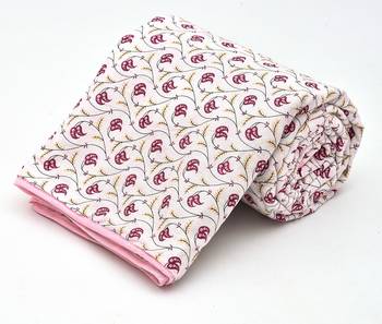 Pink Be Wangle Floral Printed Reversible Double Bed Dohar AC Blanket 2