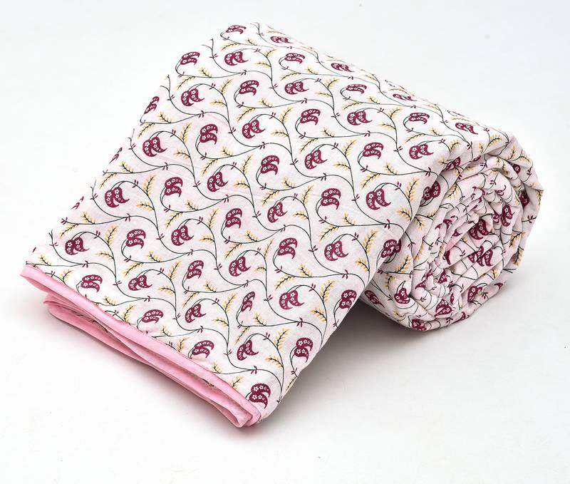 Pink Be Wangle Floral Printed Reversible Double Bed Dohar AC Blanket