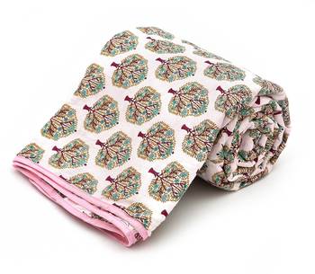 Pink Be Wangle Floral Printed Reversible Double Bed Dohar AC Blanket 3