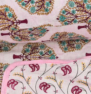 Pink Be Wangle Floral Printed Reversible Double Bed Dohar AC Blanket 4