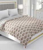 White Be Wangle Floral Printed Reversible Double Bed Dohar AC Blanket