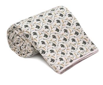 White Be Wangle Floral Printed Reversible Double Bed Dohar AC Blanket 6