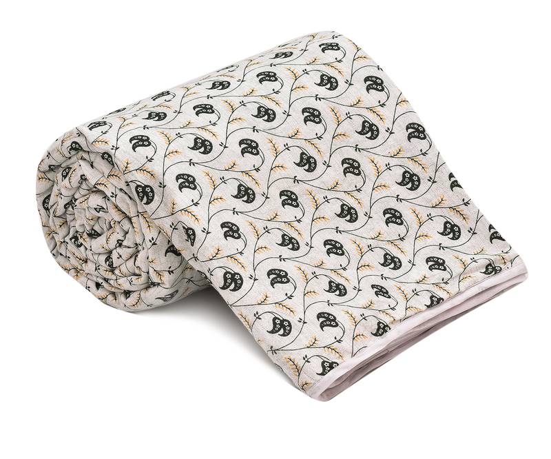 White Be Wangle Floral Printed Reversible Single Bed Dohar AC Blanket