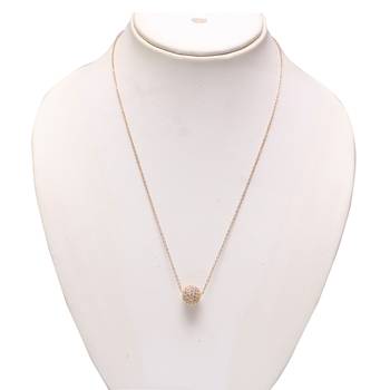 Elegant white stone studded ball pendent with chain 1