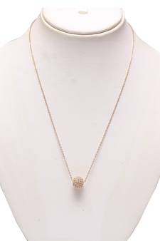Elegant white stone studded ball pendent with chain