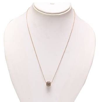 Elegant black stone studded ball pendent with chain 1