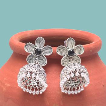 Oxidised Floral Jhumki 1