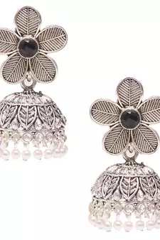 Oxidised Floral Jhumki