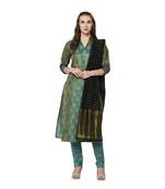 green Elora Cotton Jacquard Woven Designer Salwar Suit Unstitched Dress Material for Women