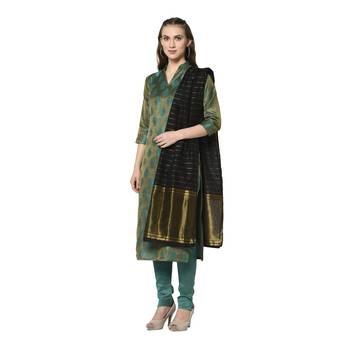 green Elora Cotton Jacquard Woven Designer Salwar Suit Unstitched Dress Material for Women 2