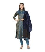 turquiose Elora Cotton Jacquard Woven Designer Salwar Suit Unstitched Dress Material for Women