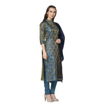 turquiose Elora Cotton Jacquard Woven Designer Salwar Suit Unstitched Dress Material for Women 2
