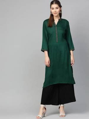 Green Colored Thread Embroidery With Rayon Fabric 1
