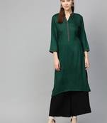 Green Colored Thread Embroidery With Rayon Fabric