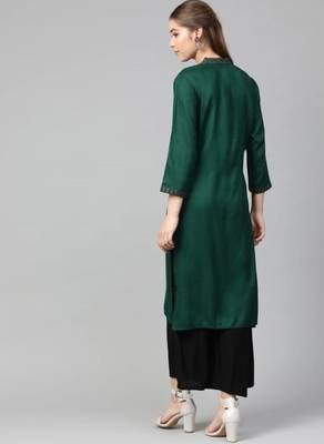 Green Colored Thread Embroidery With Rayon Fabric 2
