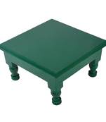 Wooden Pooja Chowki Green Color Bajot Stool for Living Room Decoration Gifts 11 x 11 x 6 inch