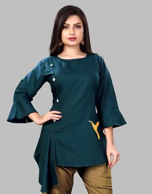 Emerald embroidered viscose rayon party-tops 1