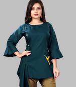 Emerald embroidered viscose rayon party-tops