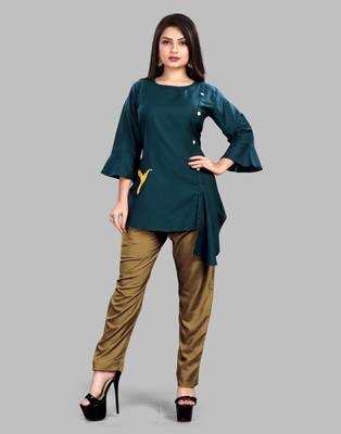 Emerald embroidered viscose rayon party-tops 2