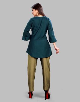 Emerald embroidered viscose rayon party-tops 3