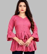 Pink plain viscose rayon party-tops