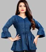 Navy-blue plain viscose rayon party-tops