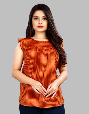 Orange plain cotton cotton-tops 1