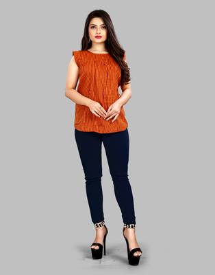 Orange plain cotton cotton-tops 2