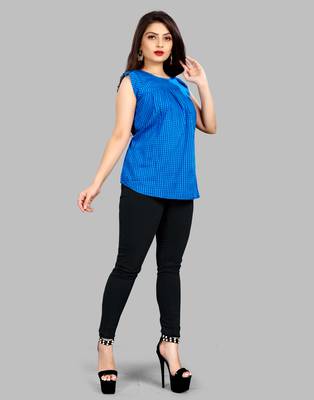 Blue plain cotton cotton-tops 3