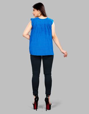Blue plain cotton cotton-tops 4