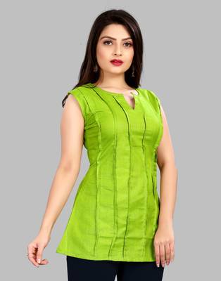 Parrot-green plain cotton cotton-tops 1