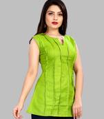 Parrot-green plain cotton cotton-tops