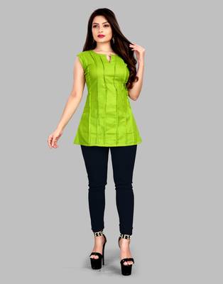 Parrot-green plain cotton cotton-tops 2