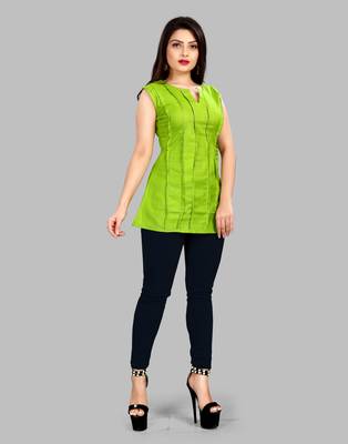 Parrot-green plain cotton cotton-tops 3