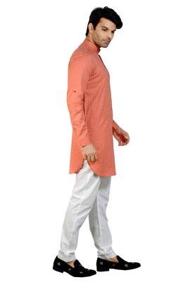 men's raspberry_pink short pathani kurta pant set 4