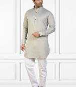 men's grey short pathani kurta pant set