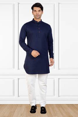 men's Blue short pathani kurta pant set 1